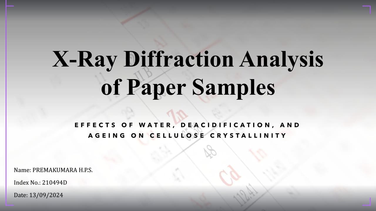 XRD Analysis of Historical Paper Deacidification & Ageing